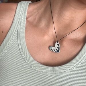 Acrylic and silver heart shape necklace